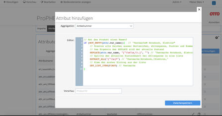 Jetzt wird gesamte Transformation in einem einzigen Skript im Editor konfiguriert
